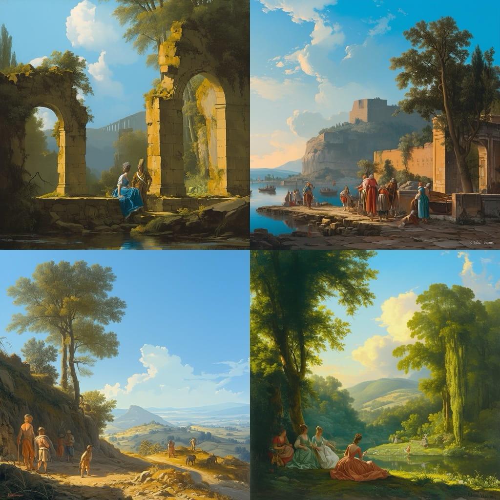 Claude-Joseph Vernet style, Midjourney Niji 6, render 1 of 4