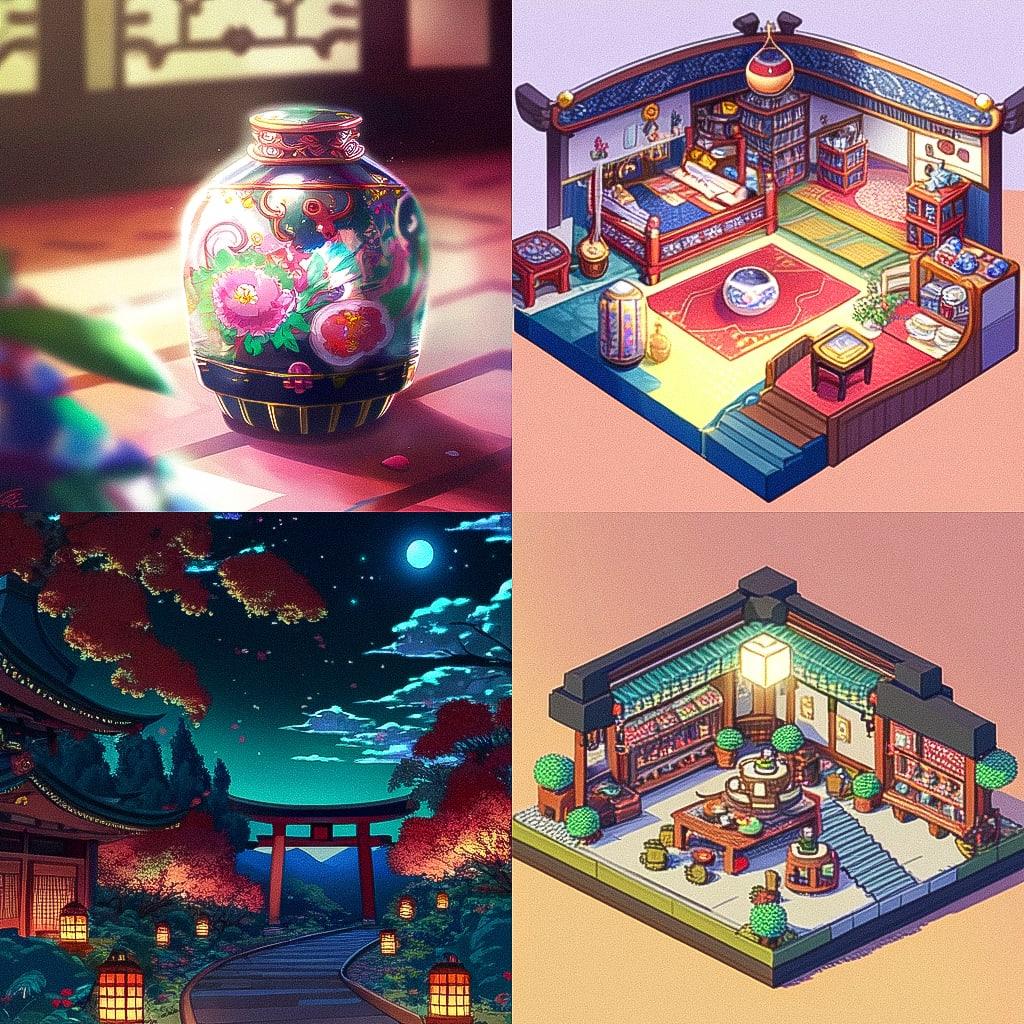 Cloisonnism style, Midjourney Niji 4, render 1 of 4