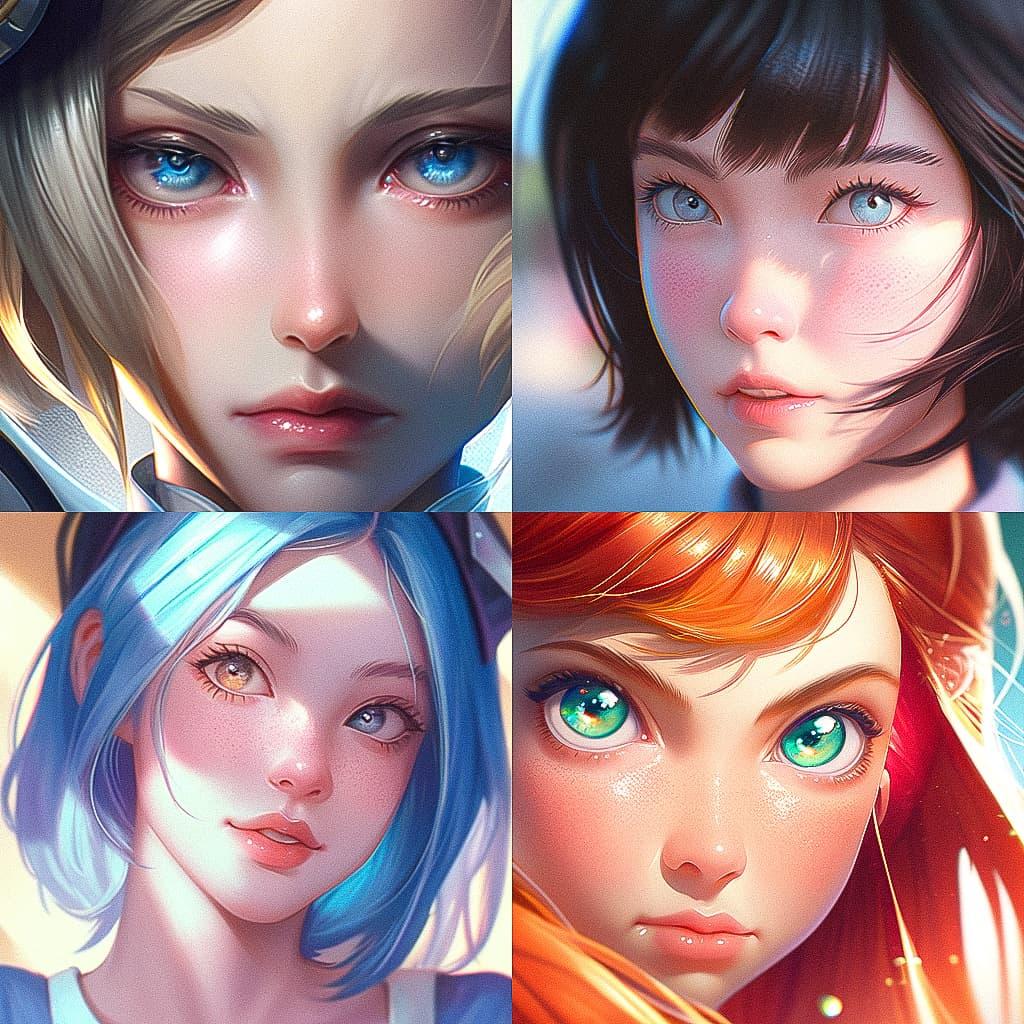 Close-up portrait style, Midjourney Niji 5, render 1 of 4