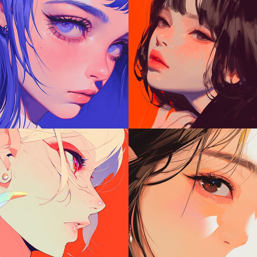 Close-up view style, Midjourney Niji 6, render 1 of 4