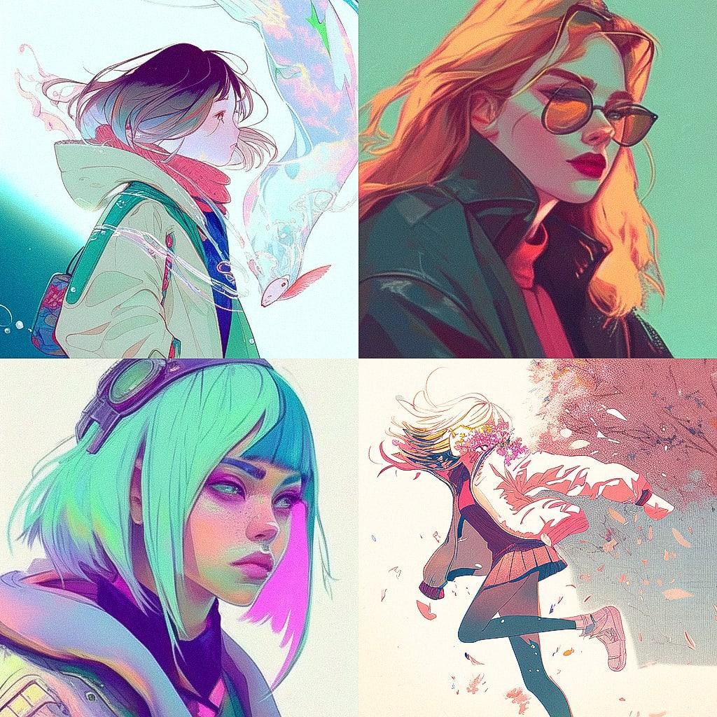 Coby Whitmore style, Midjourney Niji 4, render 1 of 4