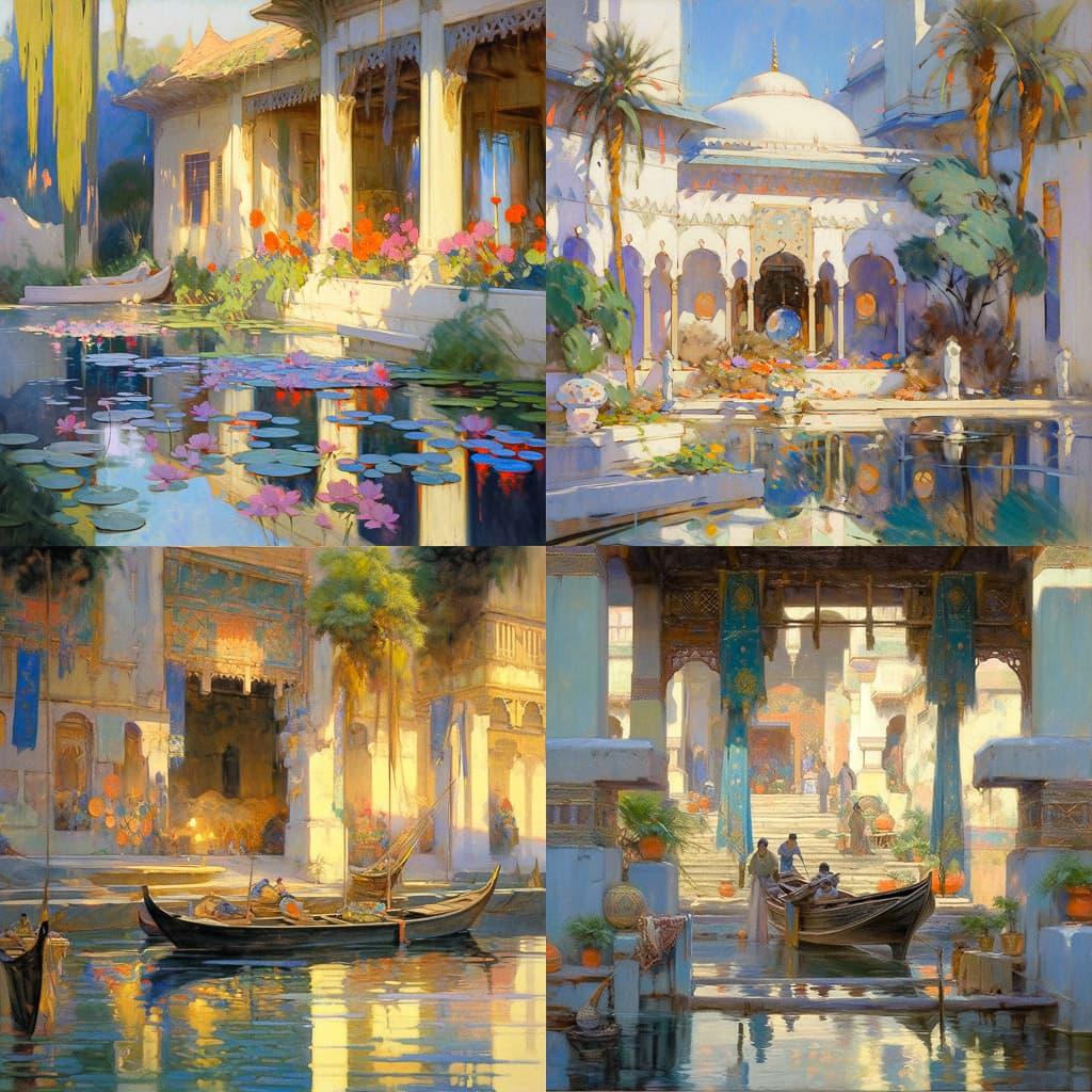 Colin Campbell Cooper style, Midjourney Niji 5, render 1 of 4