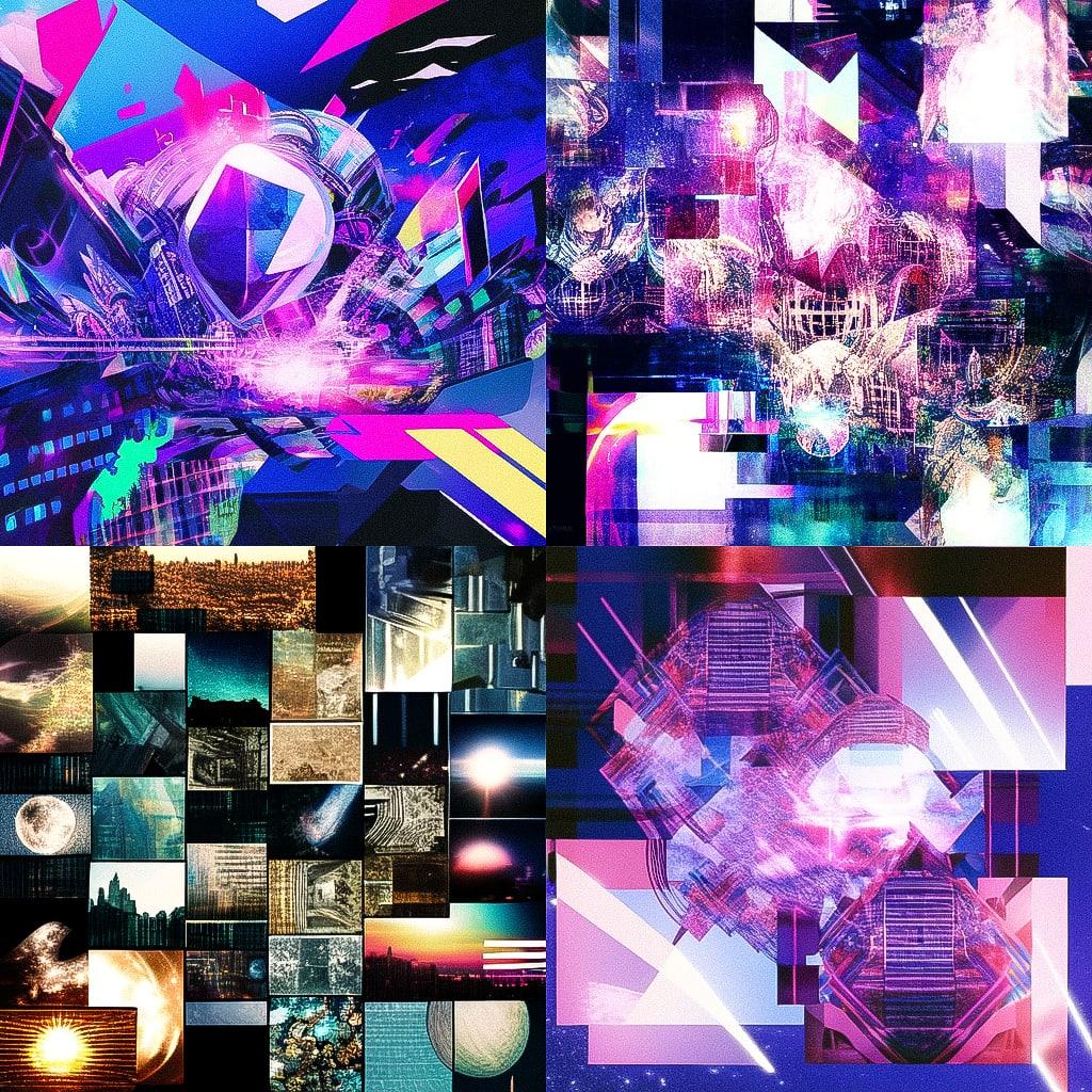 Collage style, Midjourney Niji 4, render 1 of 4