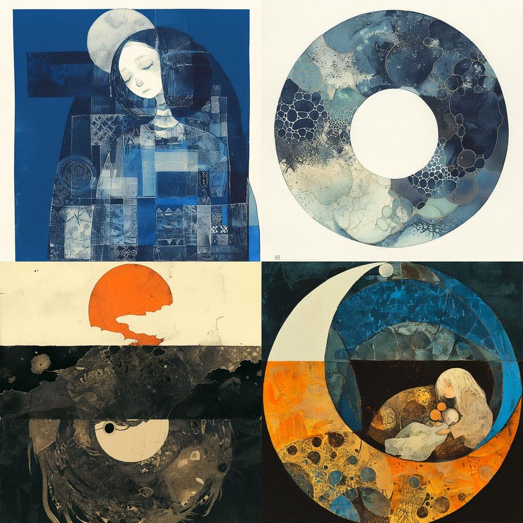 Collagraph style, Midjourney Niji 6, render 1 of 4