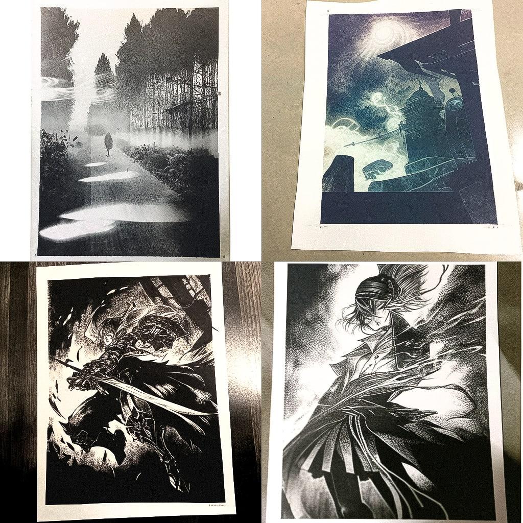 Collotype print style, Midjourney Niji 4, render 1 of 4