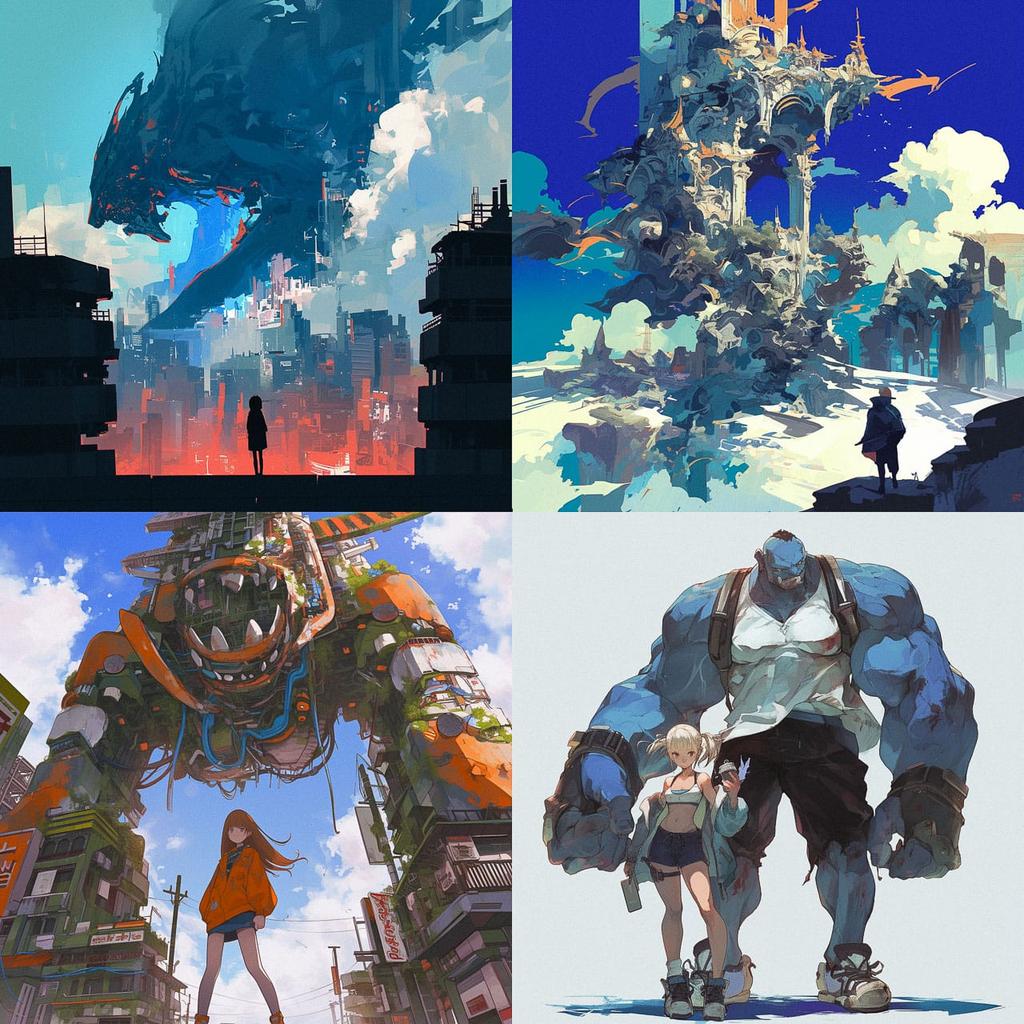 Colossal scale style, Midjourney Niji 5, render 1 of 4