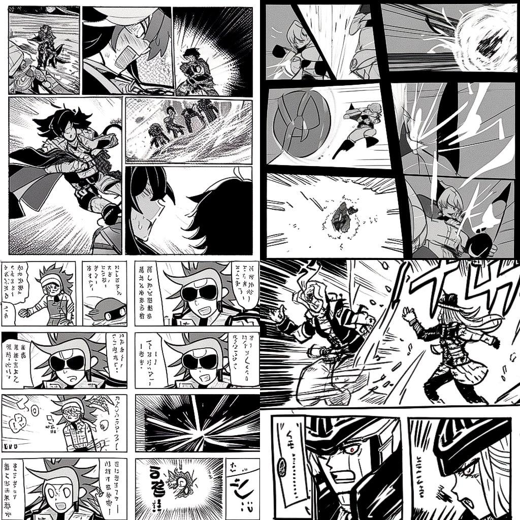 Comic strip style style, Midjourney Niji 4, render 1 of 4