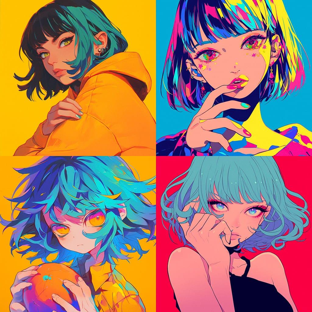 Complementary colors style, Midjourney Niji 6, render 1 of 4