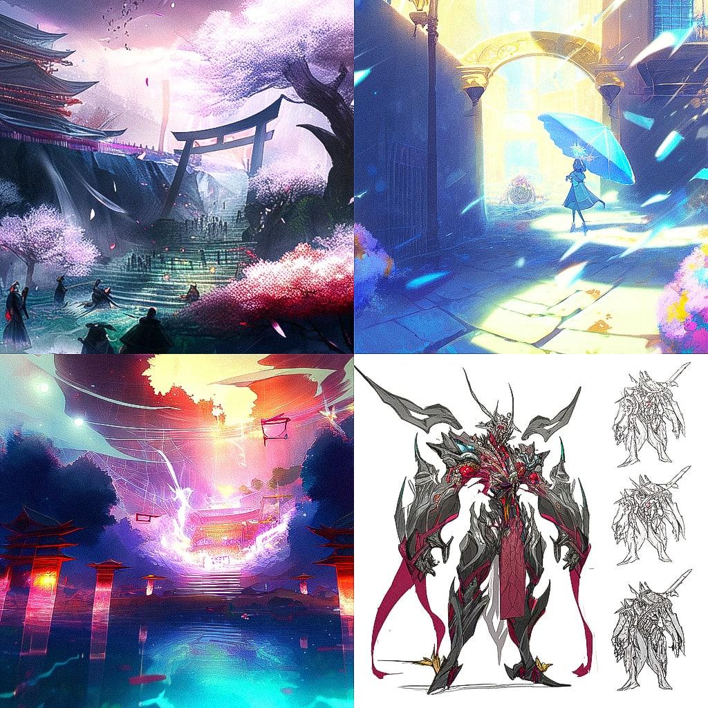 Concept art style, Midjourney Niji 4, render 1 of 4