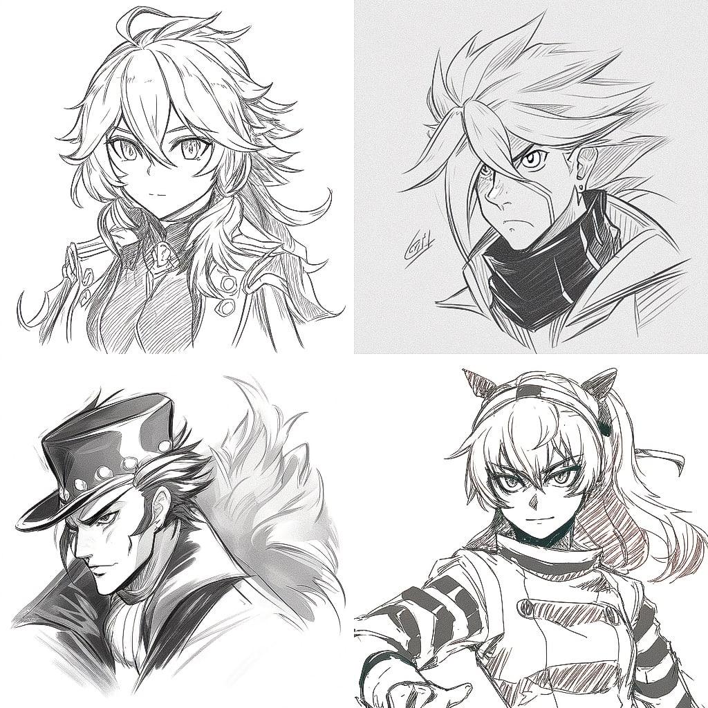 Conte drawing style, Midjourney Niji 4, render 1 of 4