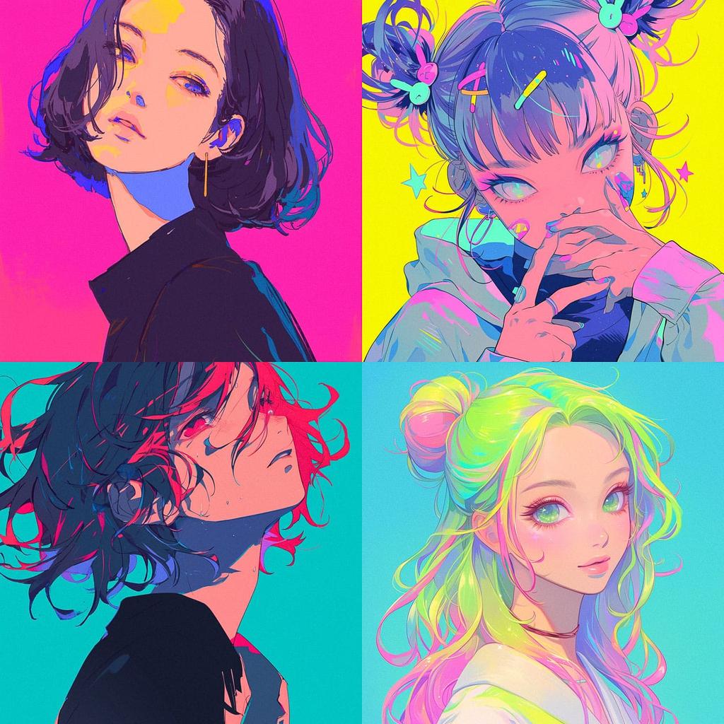 Cool colors style, Midjourney Niji 6, render 1 of 4