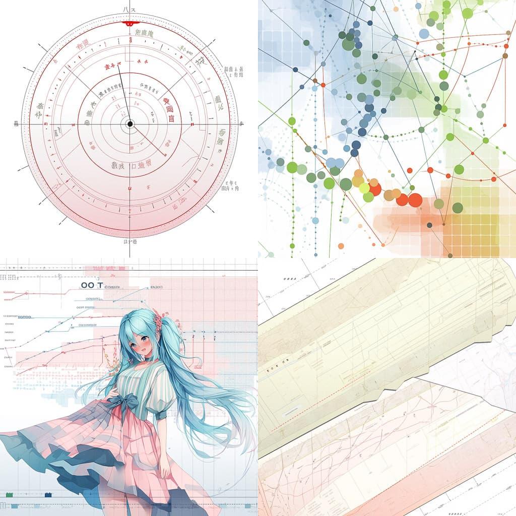 Coordinate system paper style, Midjourney Niji 5, render 1 of 4