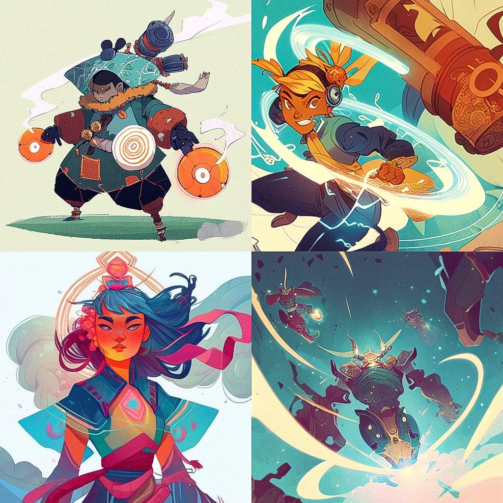 Cory Loftis style, Midjourney Niji 4, render 1 of 4