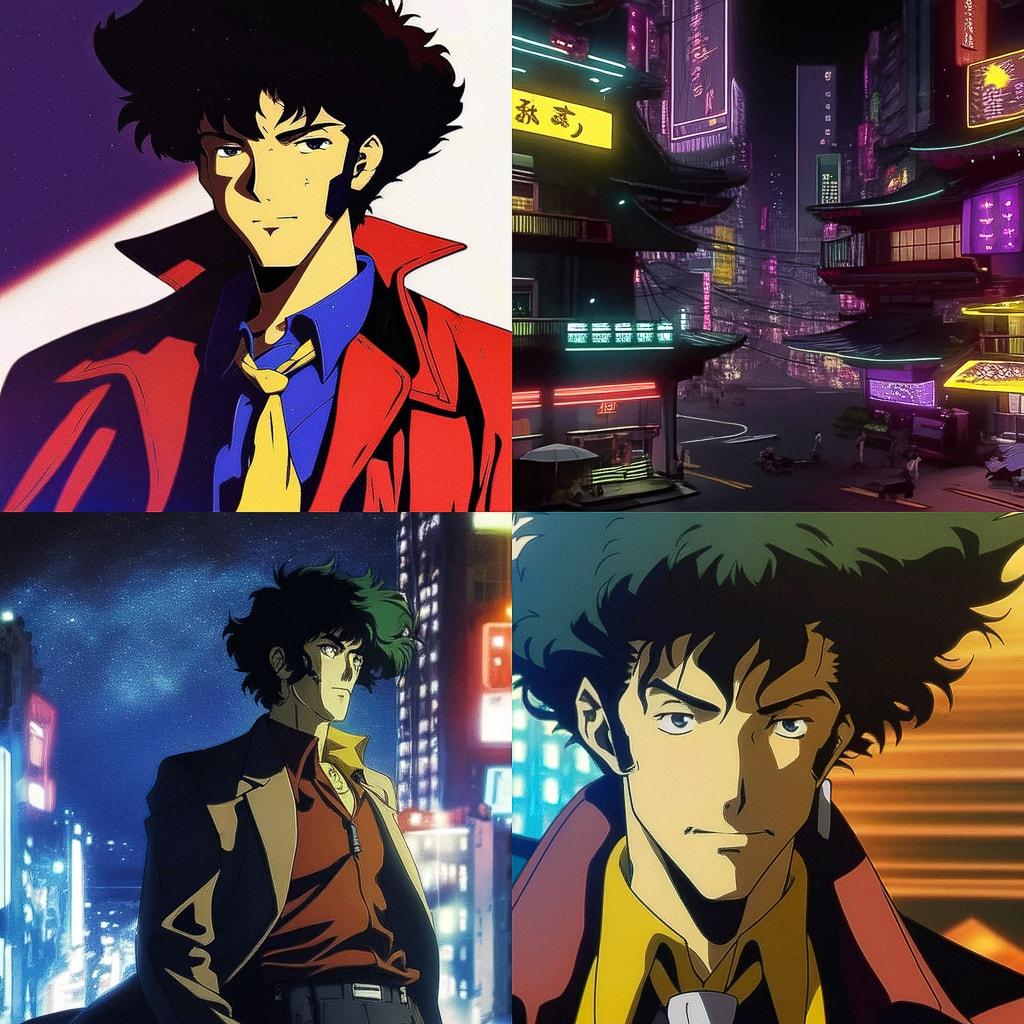 Cowboy Bebop style, Midjourney Niji 4, render 1 of 4