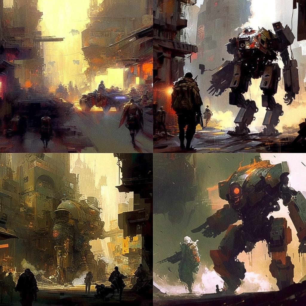 Craig Mullins style, Midjourney Niji 4, render 1 of 4