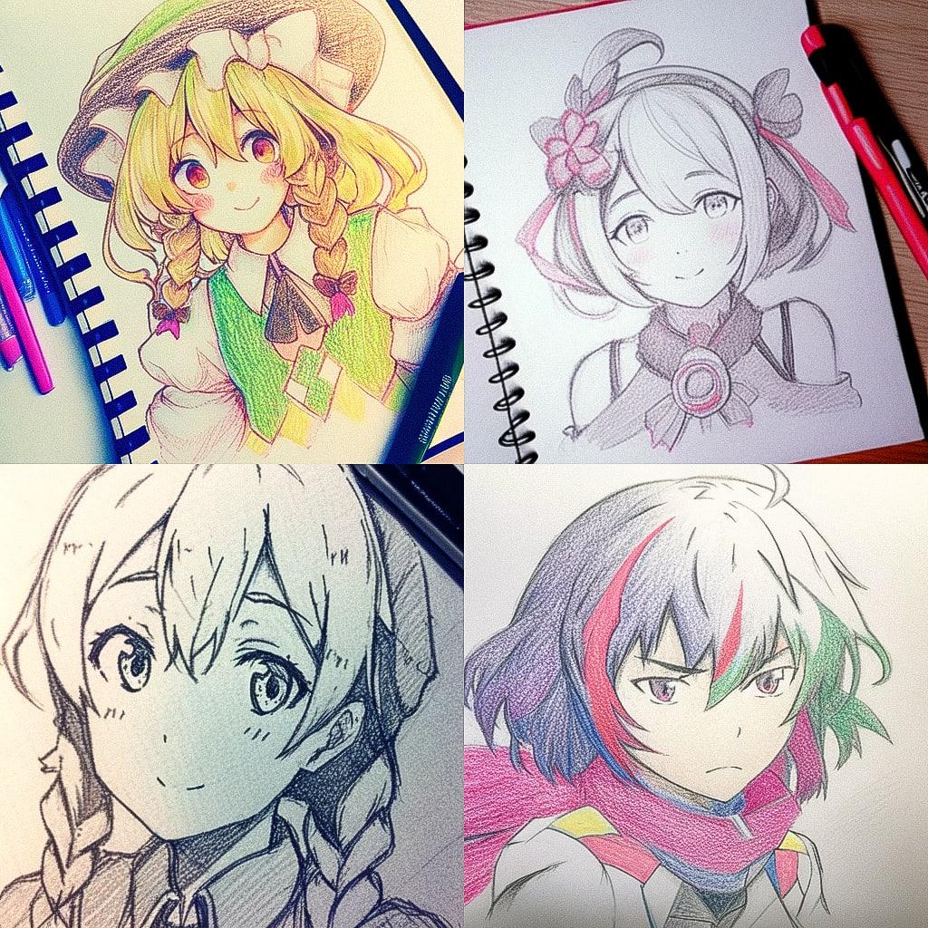 Crayon drawing style, Midjourney Niji 4, render 1 of 4