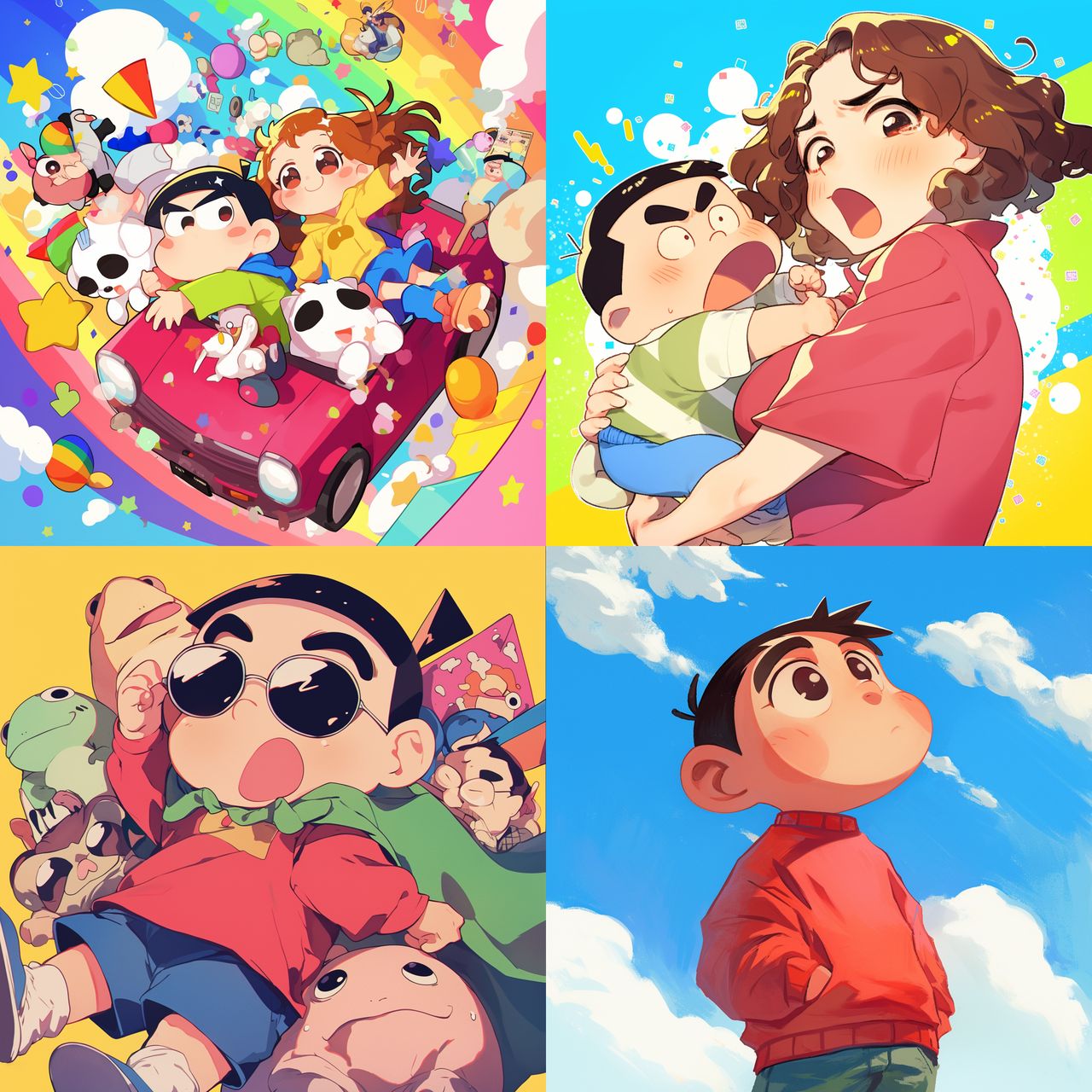 Crayon Shin-chan style, Midjourney Niji 6, render 1 of 4