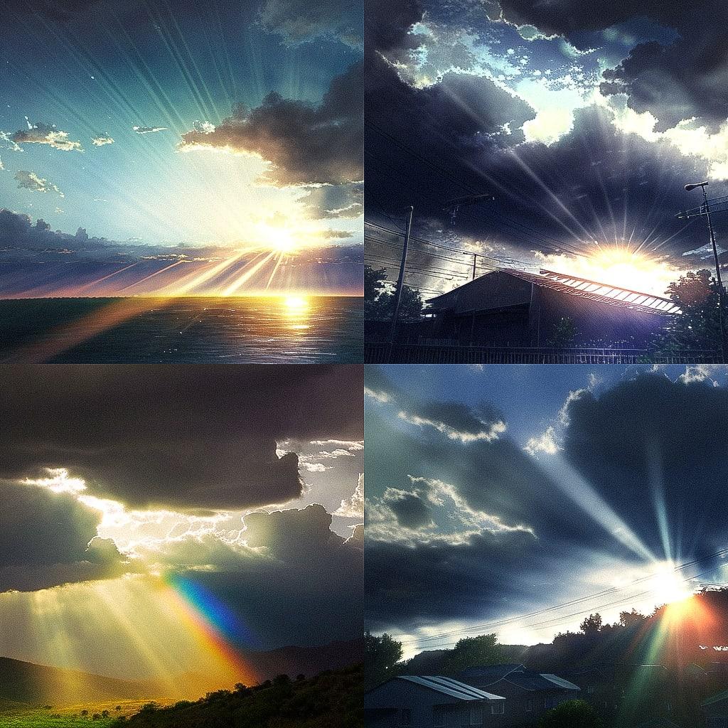 Crepuscular rays style, Midjourney Niji 4, render 1 of 4