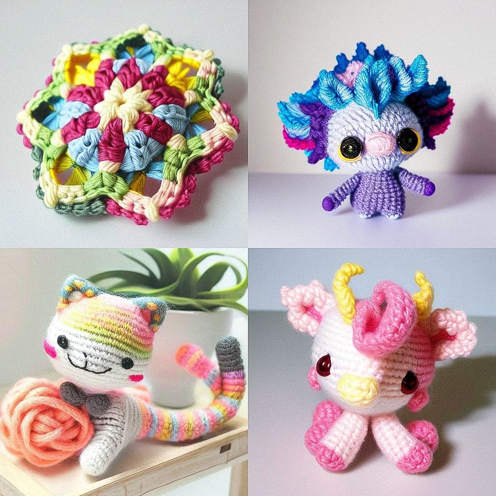Crocheted style, Midjourney Niji 4, render 1 of 4