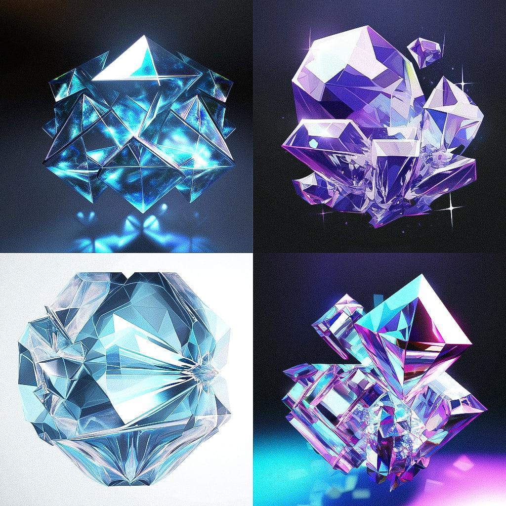 Crystal Cubism style, Midjourney Niji 4, render 1 of 4