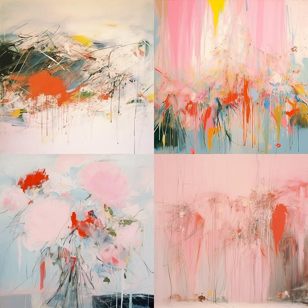 Cy Twombly style, Midjourney Niji 5, render 1 of 4