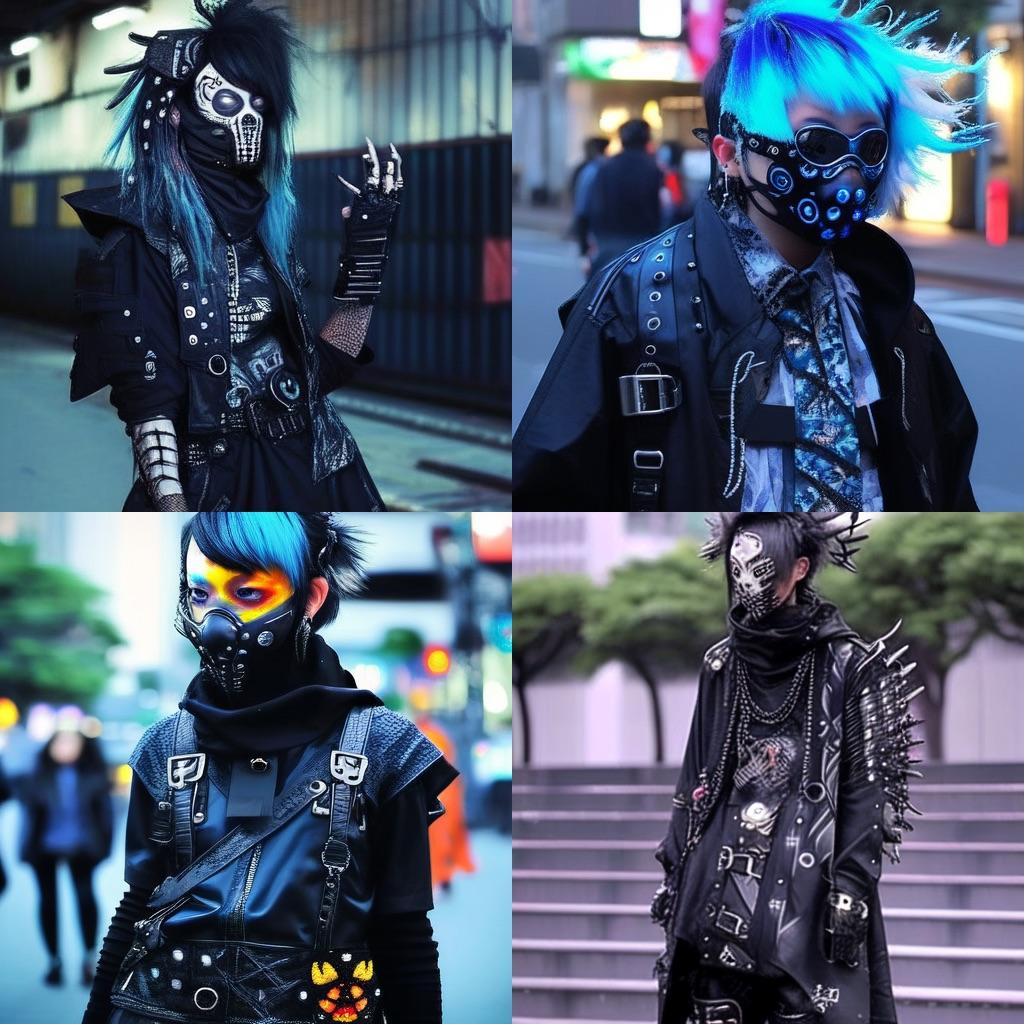 Cybergoth fashion style, Midjourney Niji 4, render 1 of 4