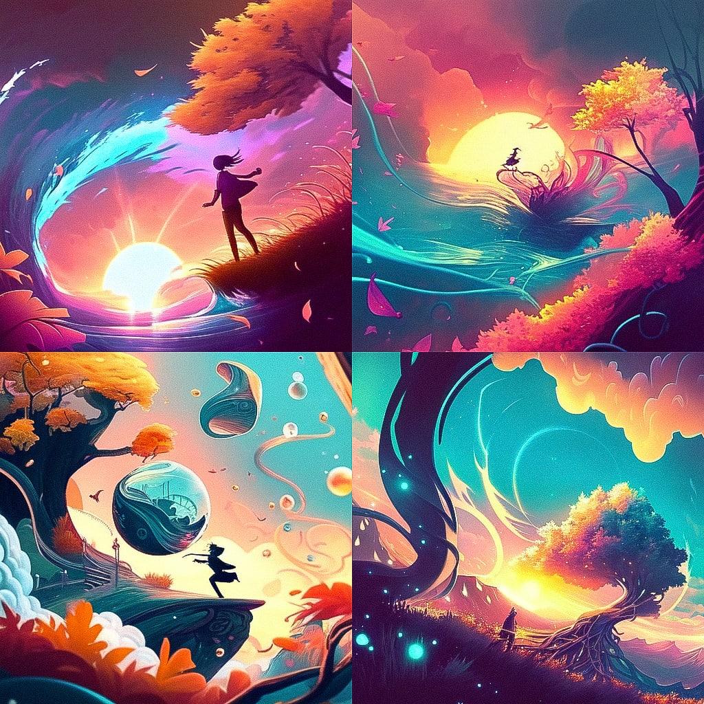 Cyril Rolando style, Midjourney Niji 4, render 1 of 4