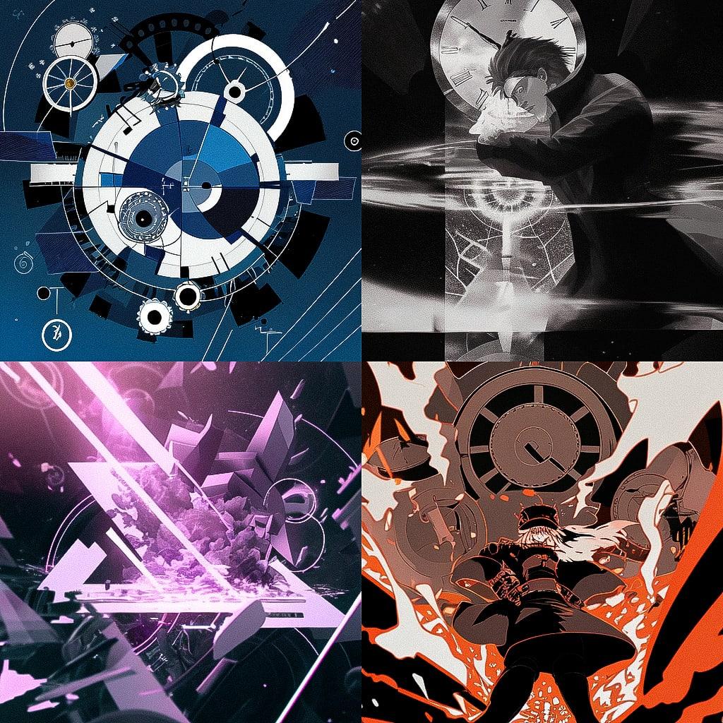 Dada movement style, Midjourney Niji 4, render 1 of 4
