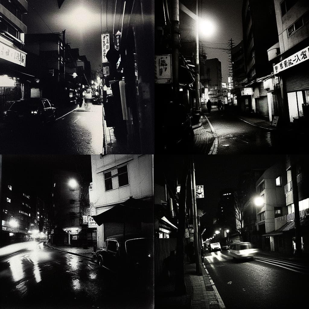 Daido Moriyama style, Midjourney Niji 5, render 1 of 4
