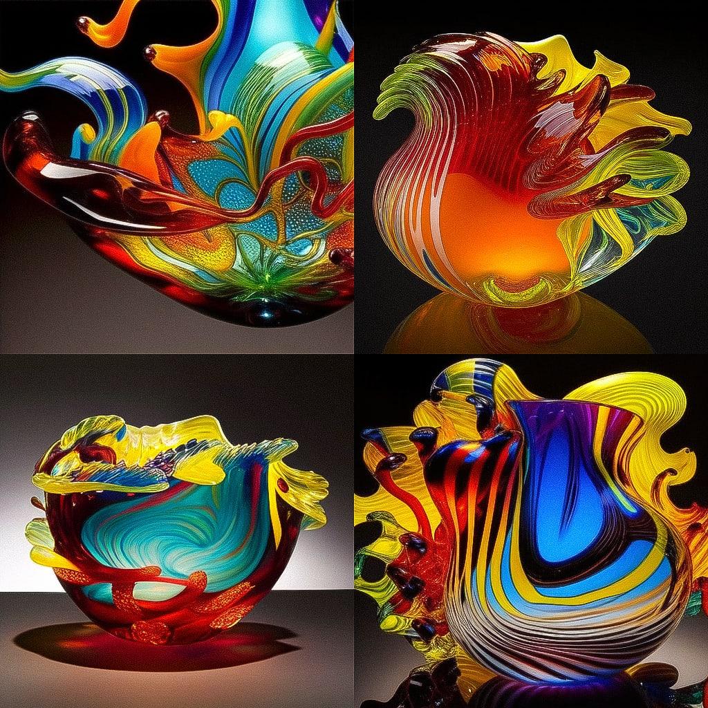 Dale Chihuly style, Midjourney Niji 4, render 1 of 4