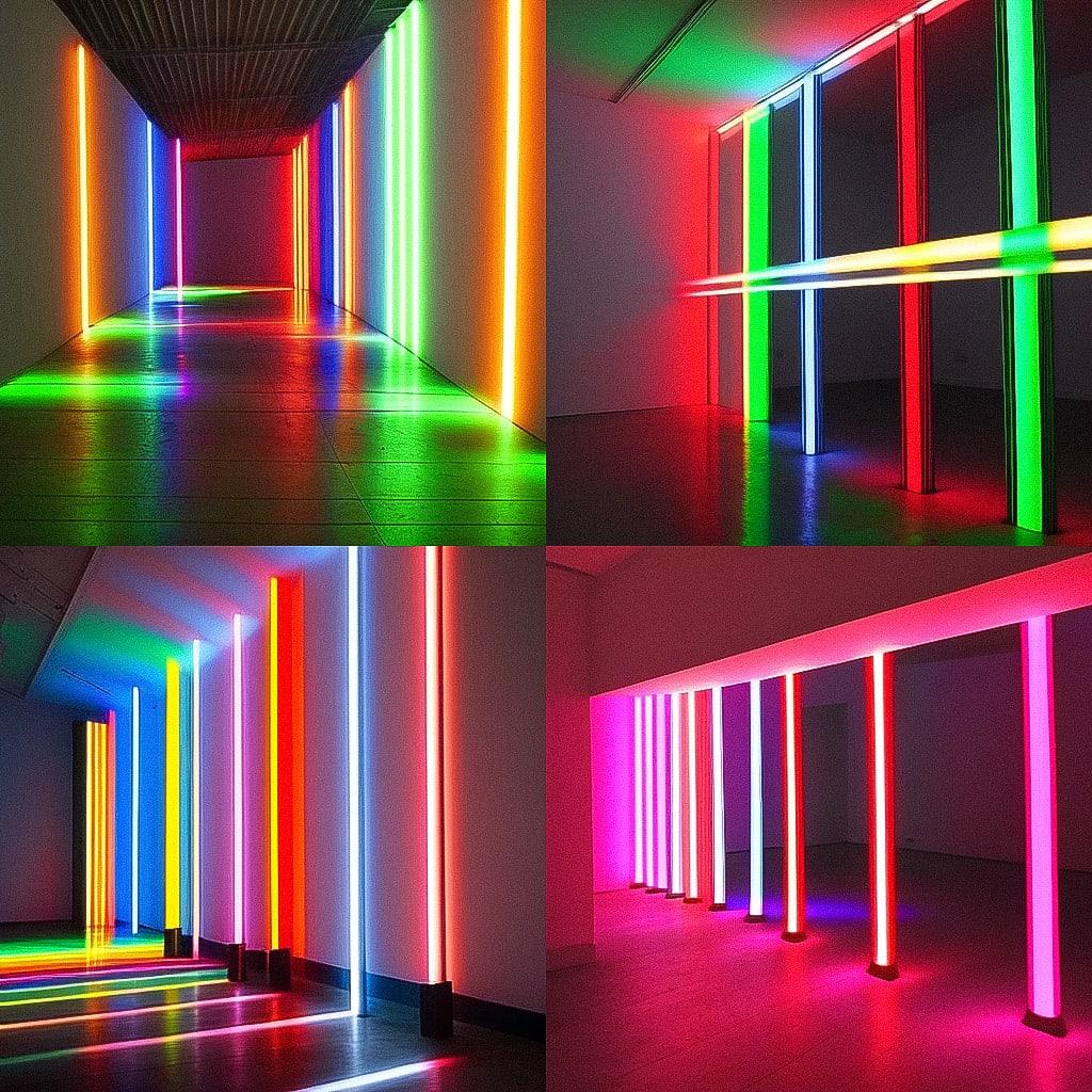 Dan Flavin style, Midjourney Niji 4, render 1 of 4