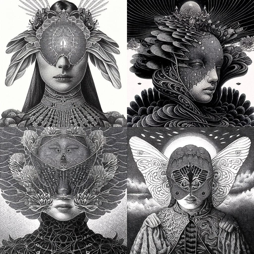 Dan Hillier style, Midjourney Niji 4, render 1 of 4
