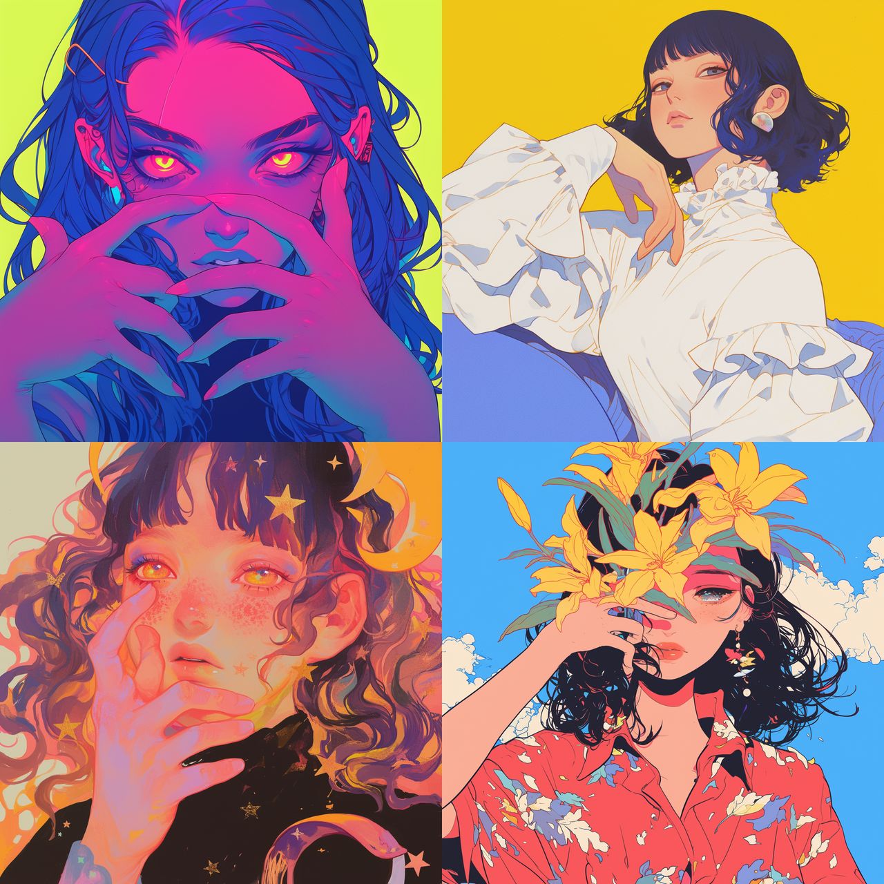 Dana Trippe style, Midjourney Niji 6, render 1 of 4