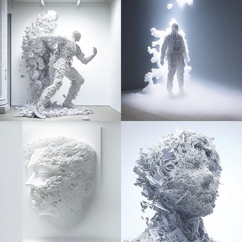 Daniel Arsham style, Midjourney Niji 4, render 1 of 4