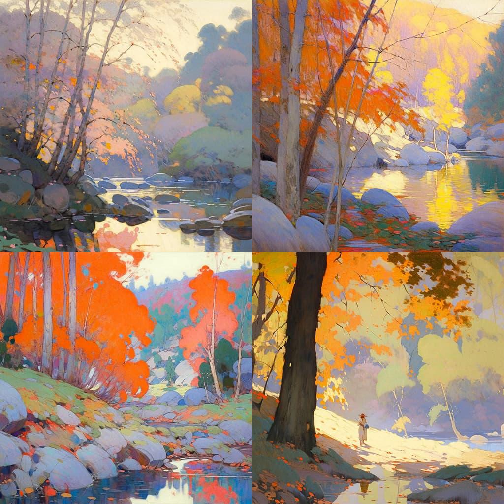 Daniel Garber style, Midjourney Niji 5, render 1 of 4