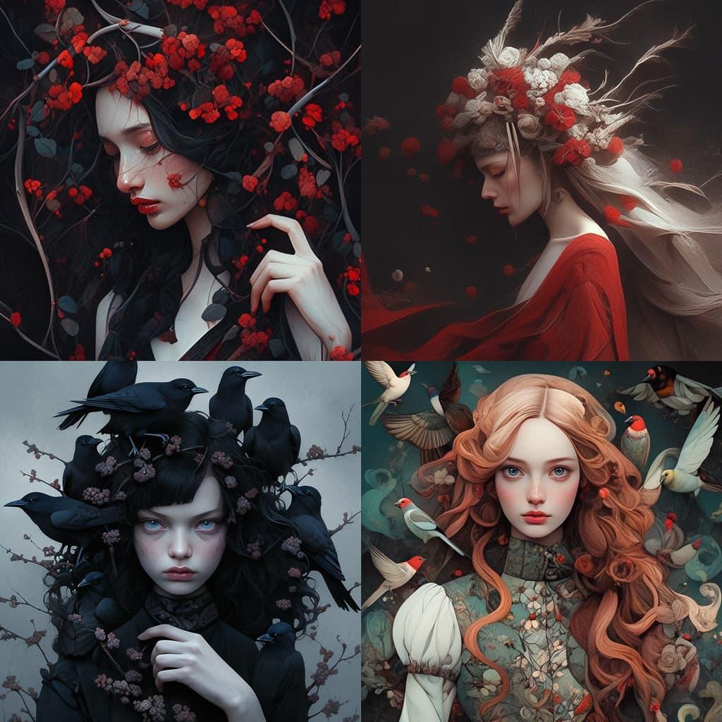Daria Endresen style, Midjourney Niji 5, render 1 of 4