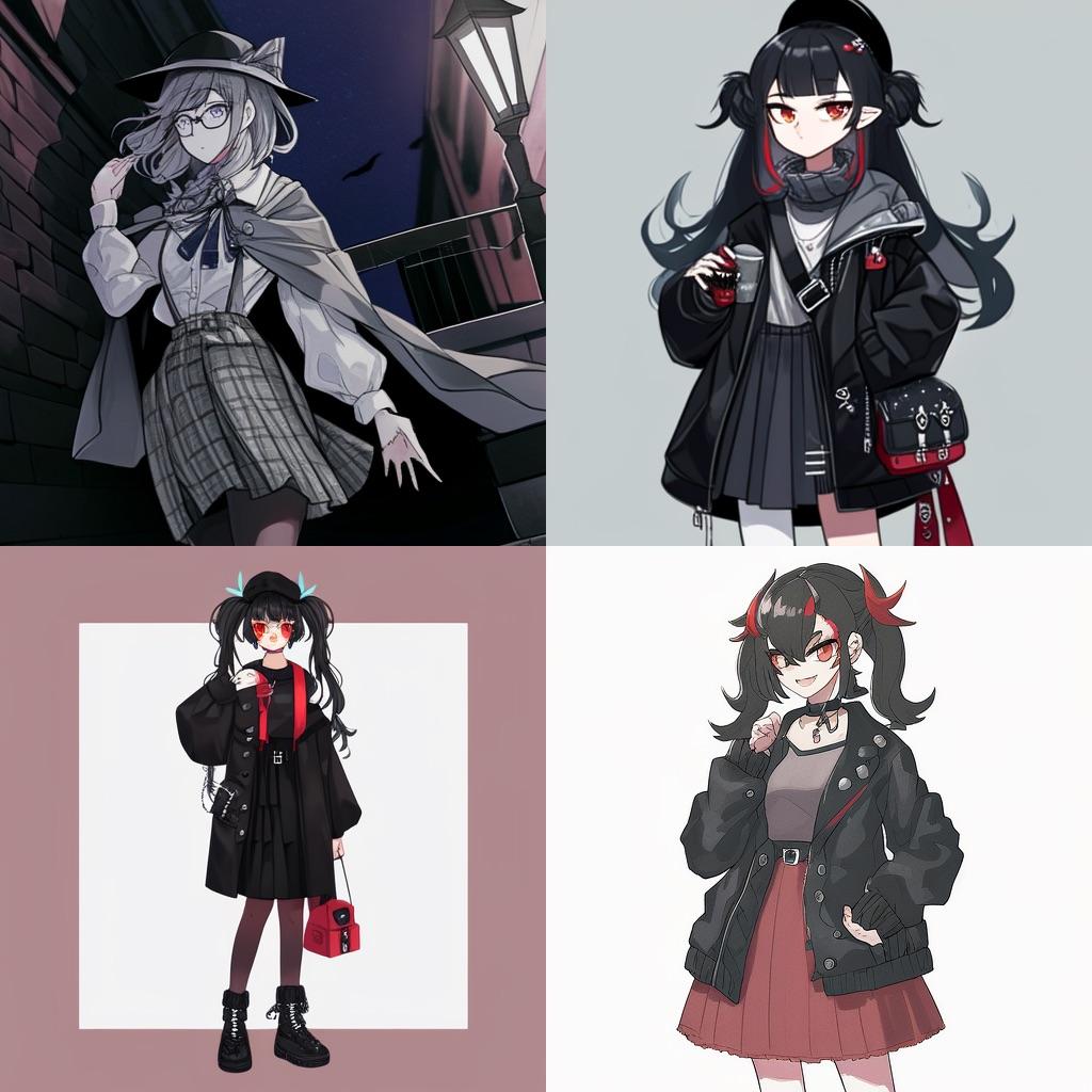 Dark Academia fashion style, Midjourney Niji 4, render 1 of 4