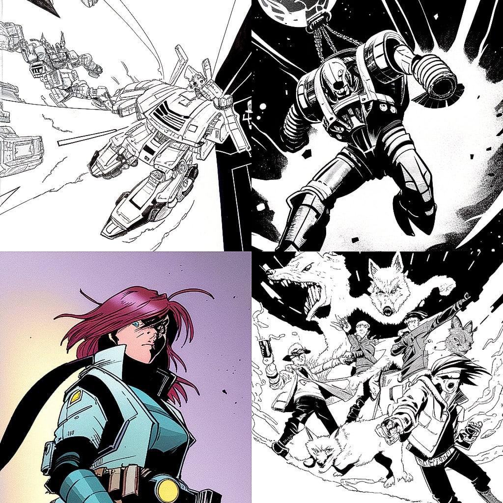 Dave Gibbons style, Midjourney Niji 4, render 1 of 4