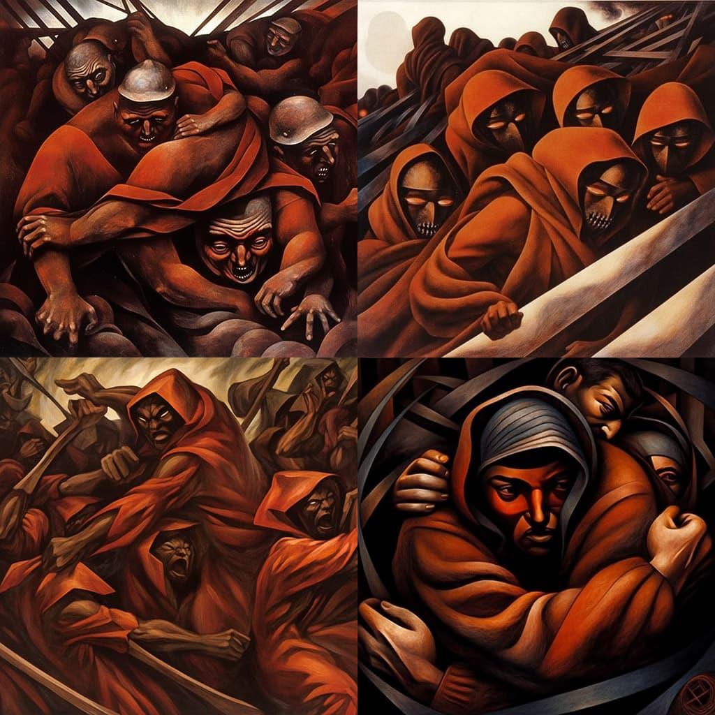 David Alfaro Siqueiros style, Midjourney Niji 5, render 1 of 4