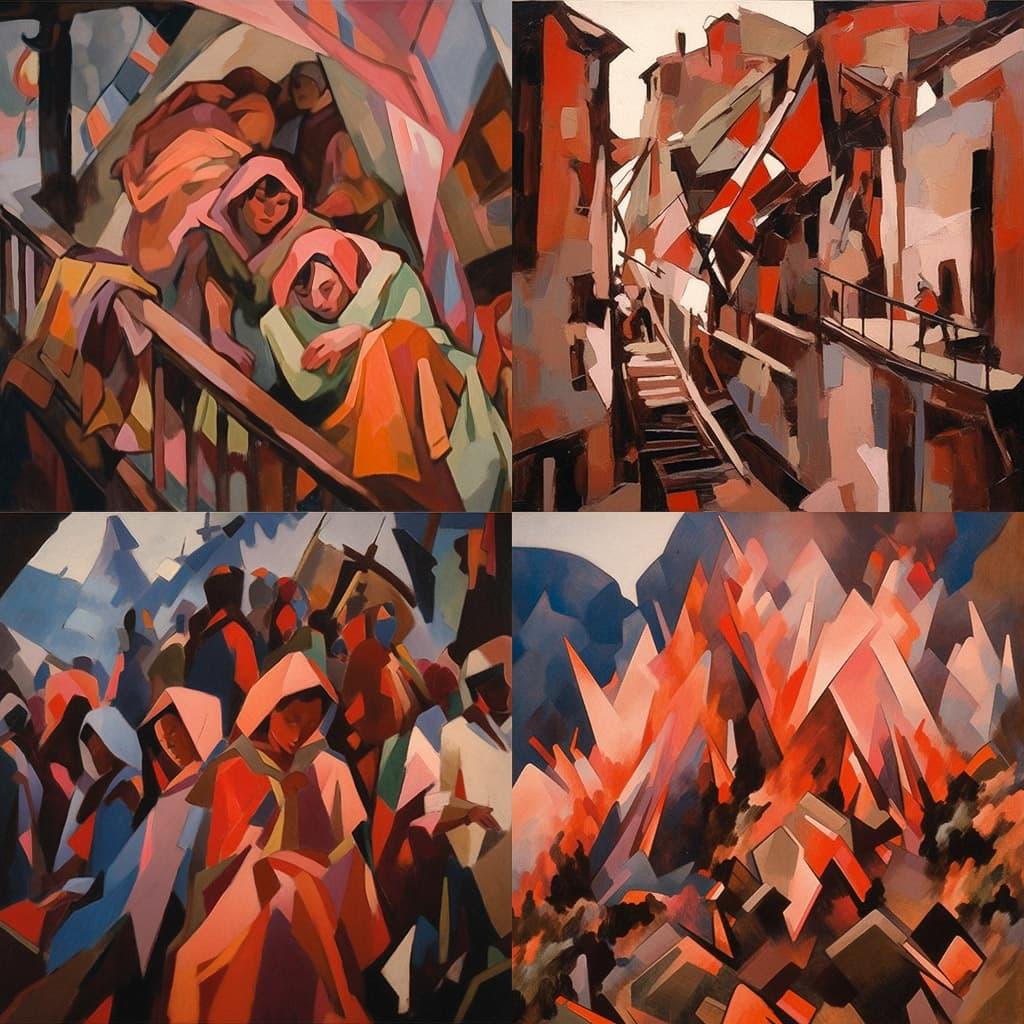 David Bomberg style, Midjourney Niji 5, render 1 of 4