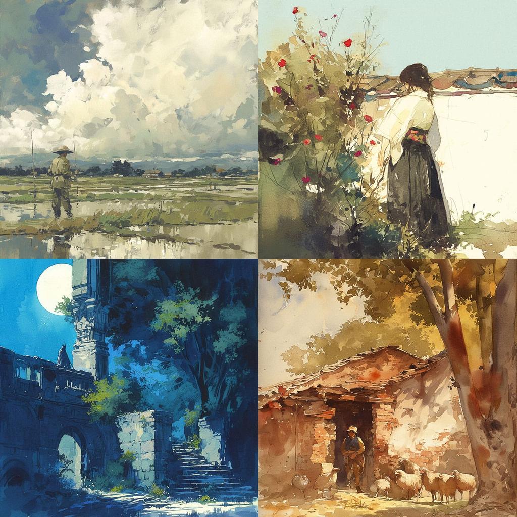 David Cox style, Midjourney Niji 5, render 1 of 4