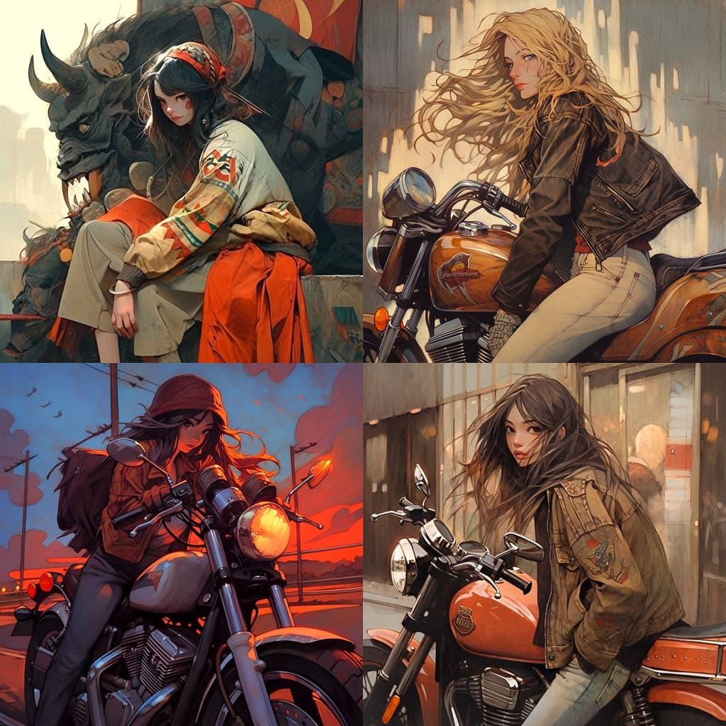 David Mann style, Midjourney Niji 5, render 1 of 4