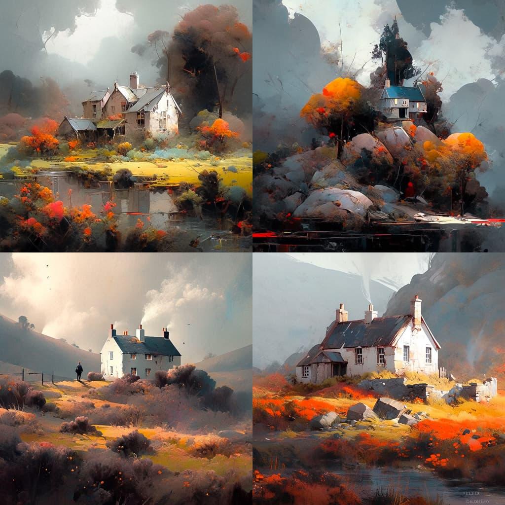 David Mould style, Midjourney Niji 5, render 1 of 4