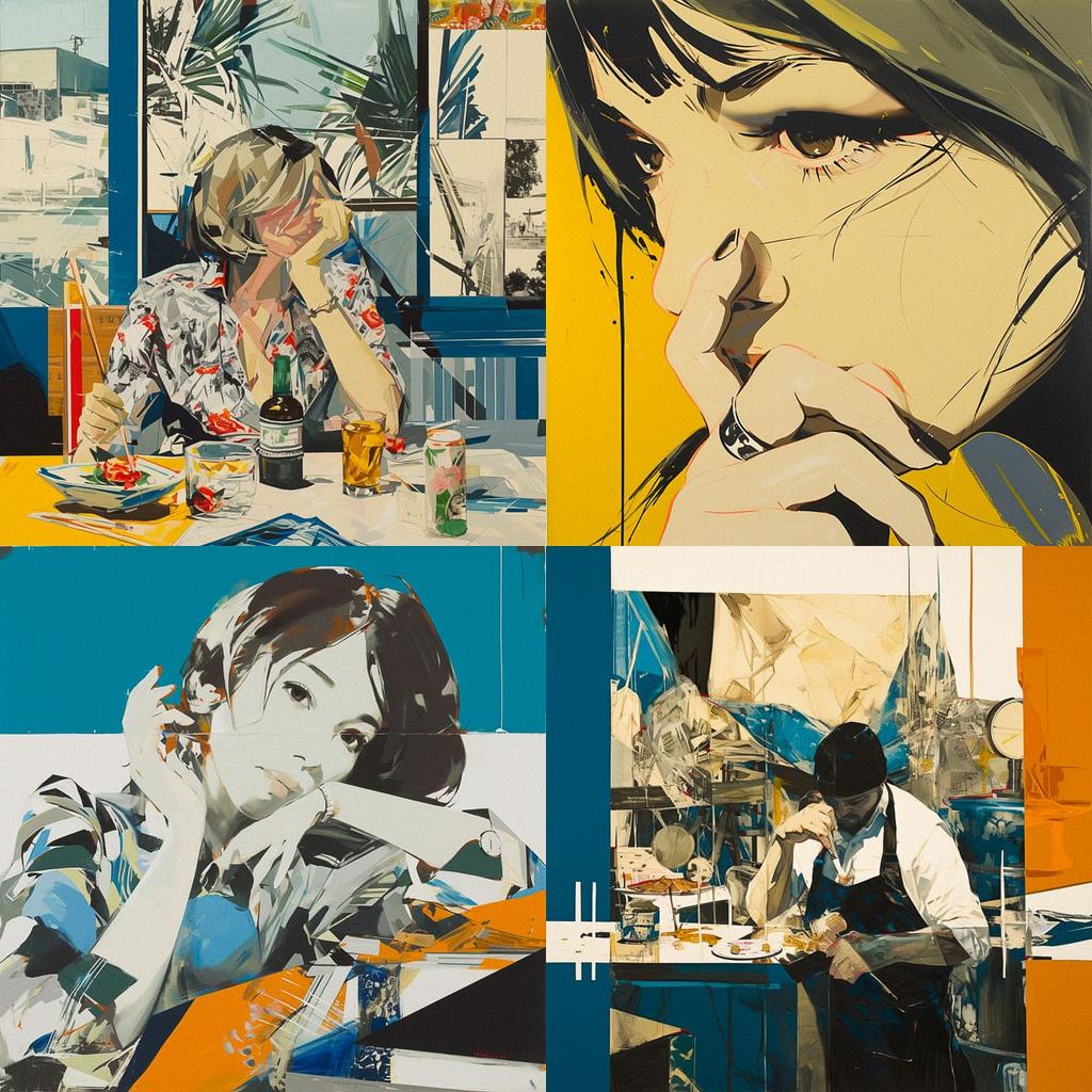 David Salle style, Midjourney Niji 6, render 1 of 4