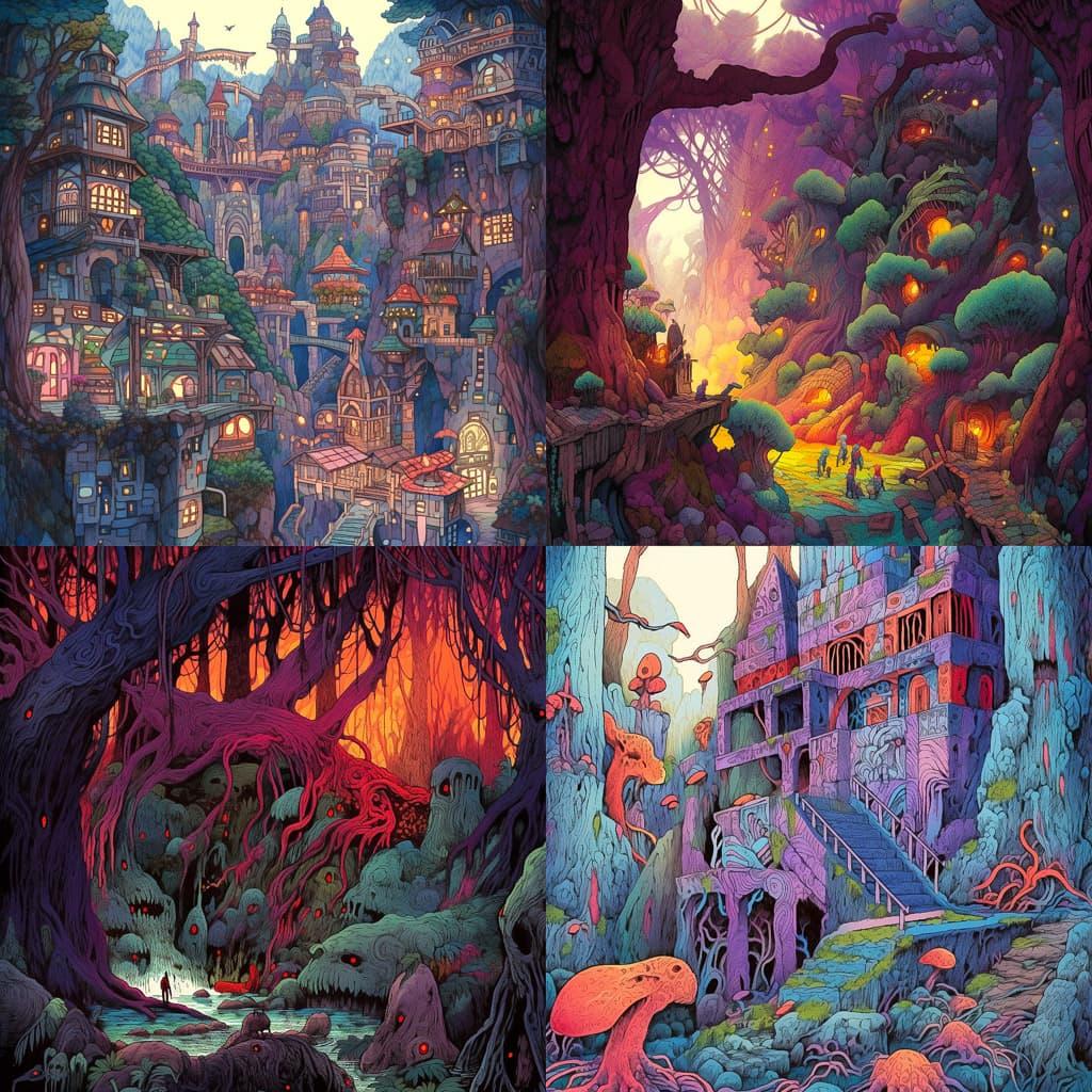 David Welker style, Midjourney Niji 5, render 1 of 4