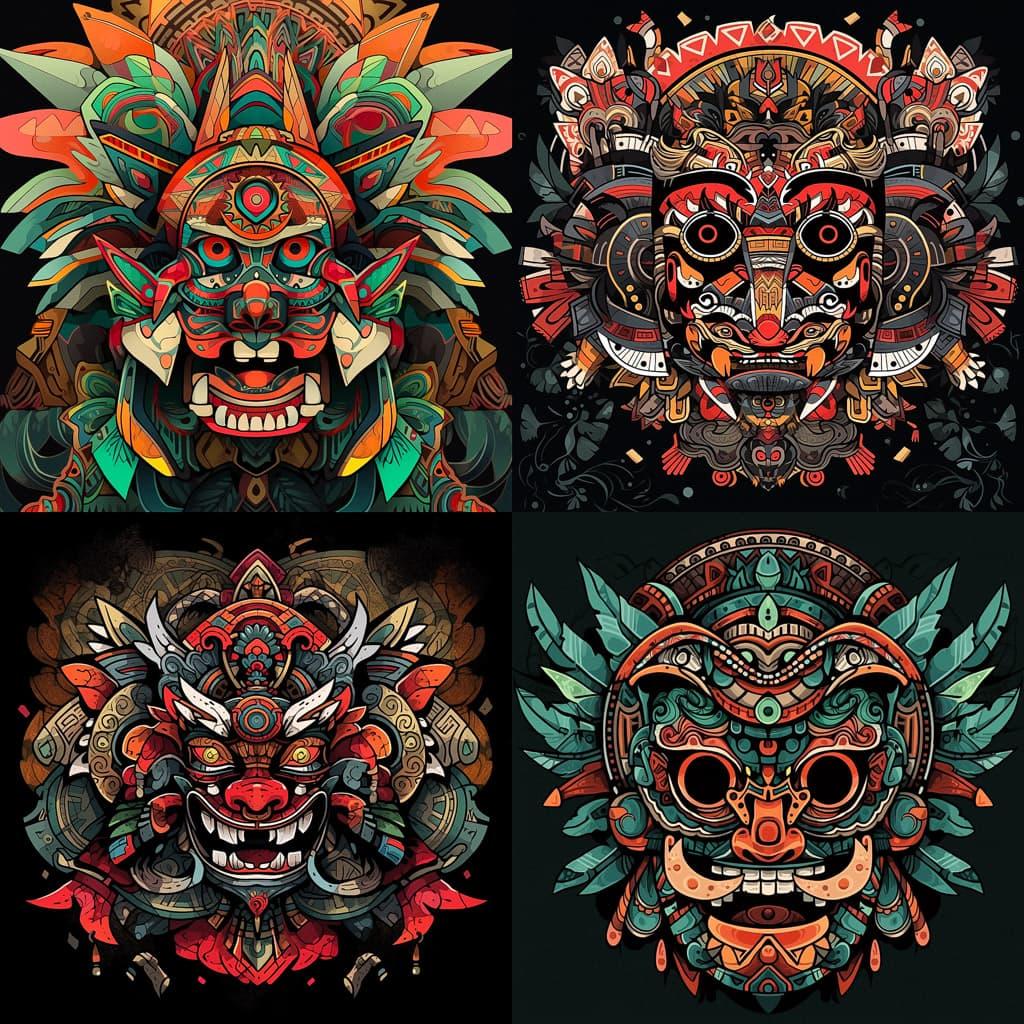Dayak art style, Midjourney Niji 5, render 1 of 4