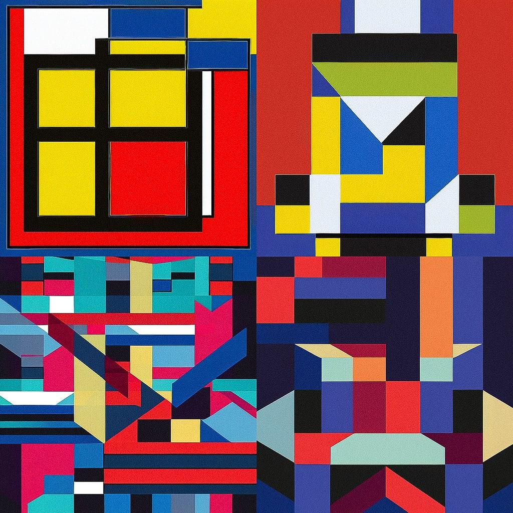 De Stijl style, Midjourney Niji 4, render 1 of 4