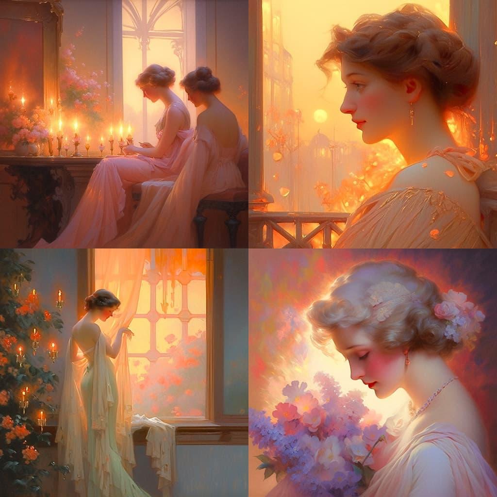 Delphin Enjolras style, Midjourney Niji 5, render 1 of 4