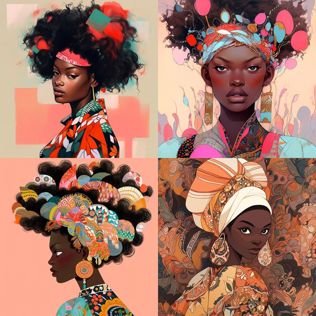 Delphine Diallo style, Midjourney Niji 5, render 1 of 4