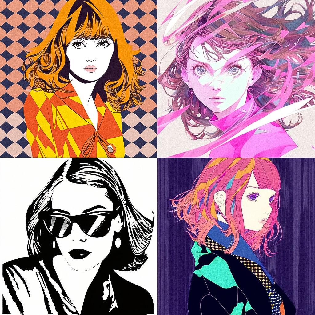 Diane von Furstenberg style, Midjourney Niji 4, render 1 of 4